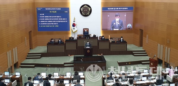 서울시의회 제299회 임시회 본회의 모습. 사진=장효남 기자