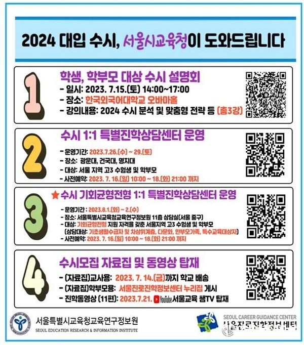 2024 대입 수시모집 대비 진학상담 및 정보 제공 웹 포스터. 사진=서울시교육청