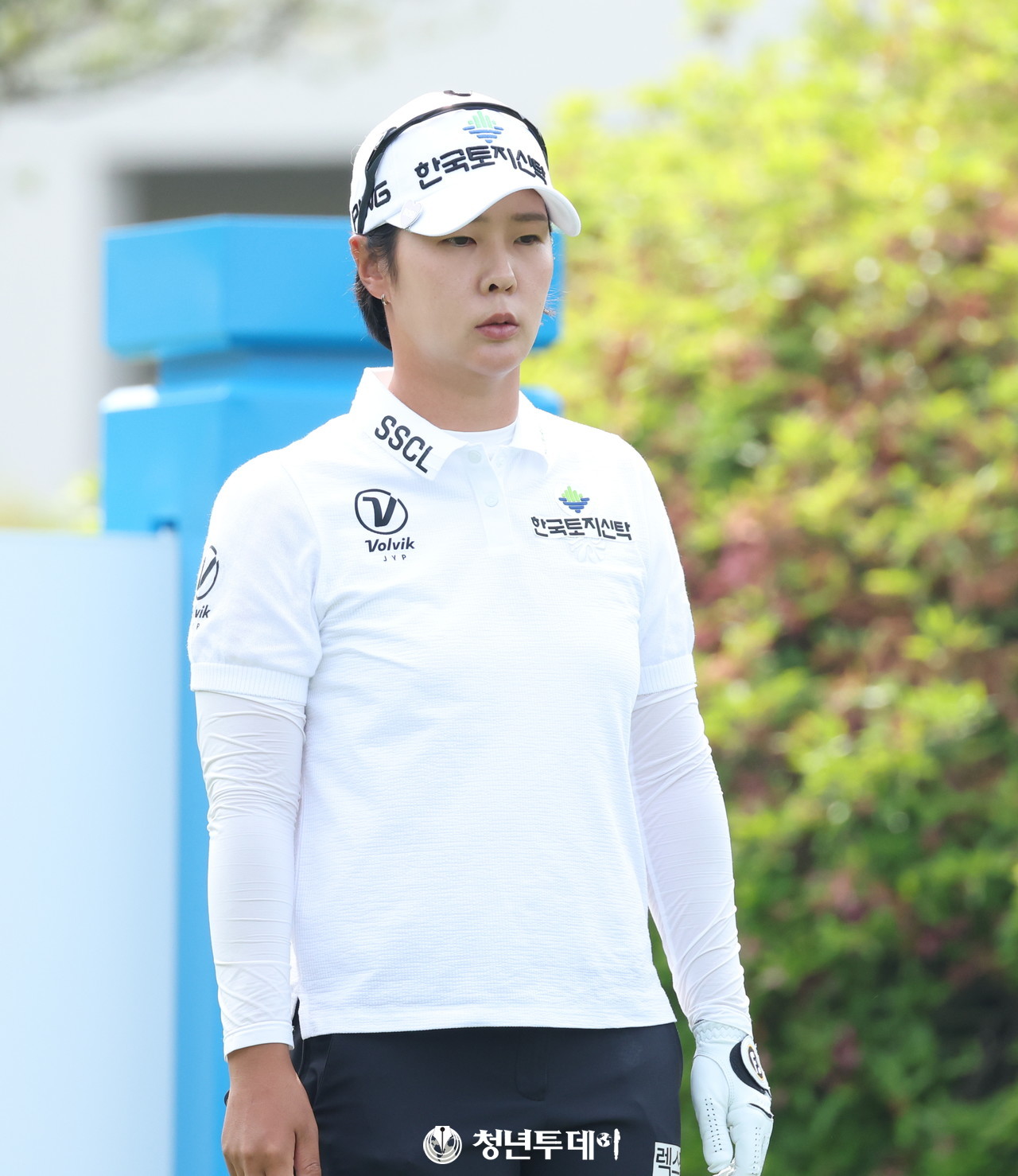 박지영이 14일 강원도 춘천에 위치한 라데나 골프클럽에서 펼쳐지는 2025시즌 KLPGA투어 ‘제17회 두산 매치플레이’10번 홀에서 티샷을 준비하고 있다.2025.05.14 [사진=춘천 김충구 기자]